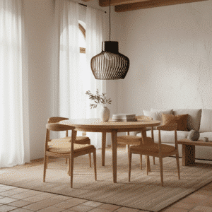 lampara de colgar en madera negra estilo escandinavo en comedor nórdico